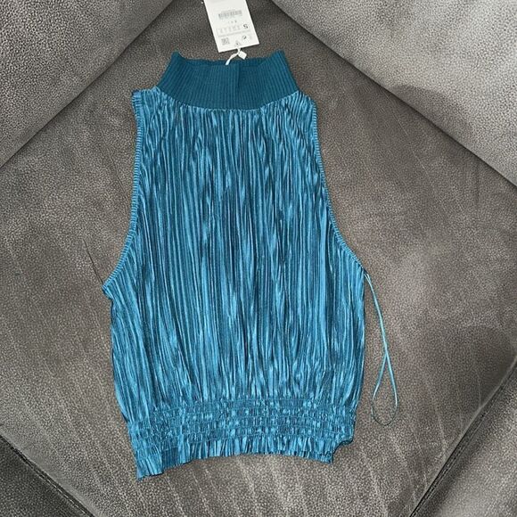 ZARA | Petrol Blue | PLEATED HALTER TOP - Picture 9 of 9